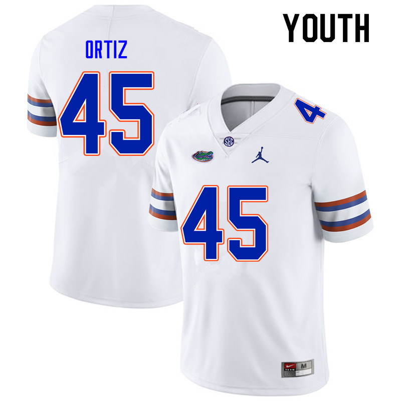 Youth #45 Marco Ortiz Florida Gators College Football Jerseys Sale-White - Click Image to Close